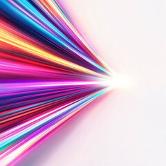 Vibrant light trails burst forward in an abstract display of color and motion.