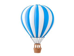 Fototapeta premium Blue and White Hot Air Balloon Isolated on White