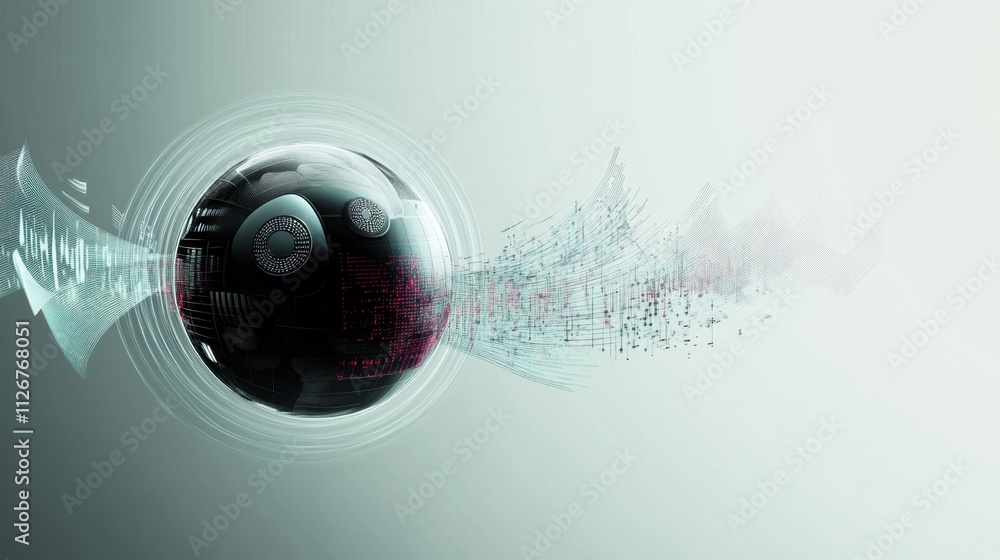 Poster abstract digital sphere data flow visualization futuristic technology concept artwork