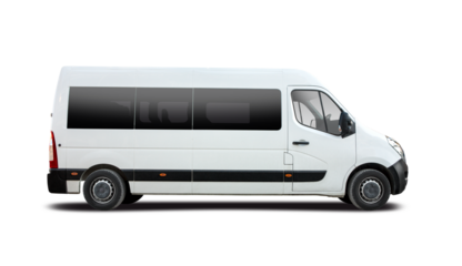 White minibus side view isolated. PNG
