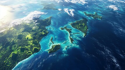 Ultra detailed, photorealistic depiction of Earth from space during a solar flare