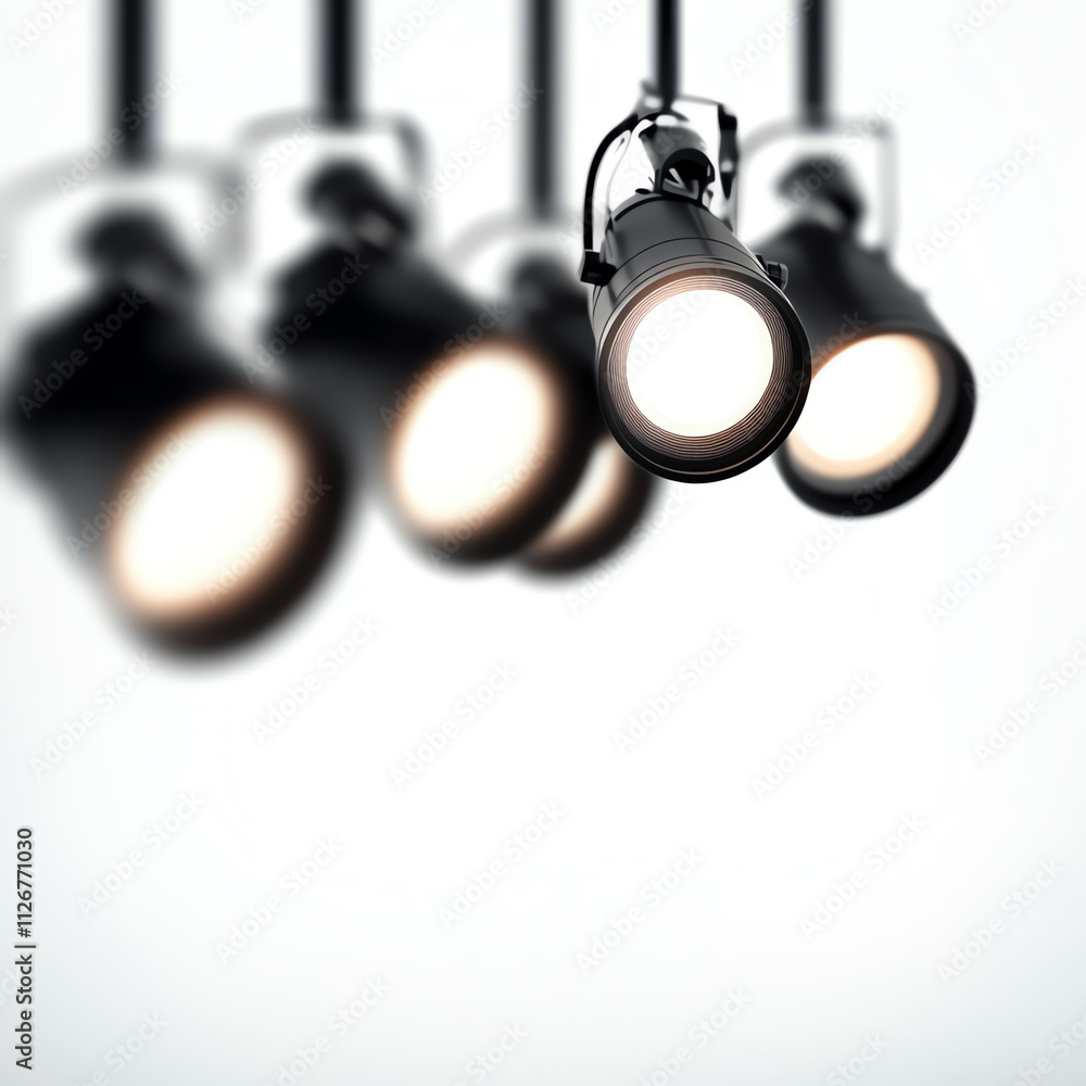 Poster focused lighting in a modern studio setting illuminating creative projects.