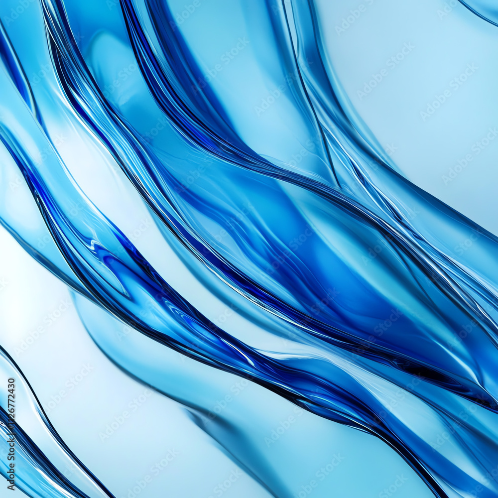 Poster abstract blue waves create a soothing and calming visual effect.