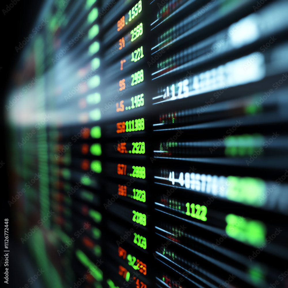 Aufkleber dynamic stock market display showing financial data and trends on a digital screen.