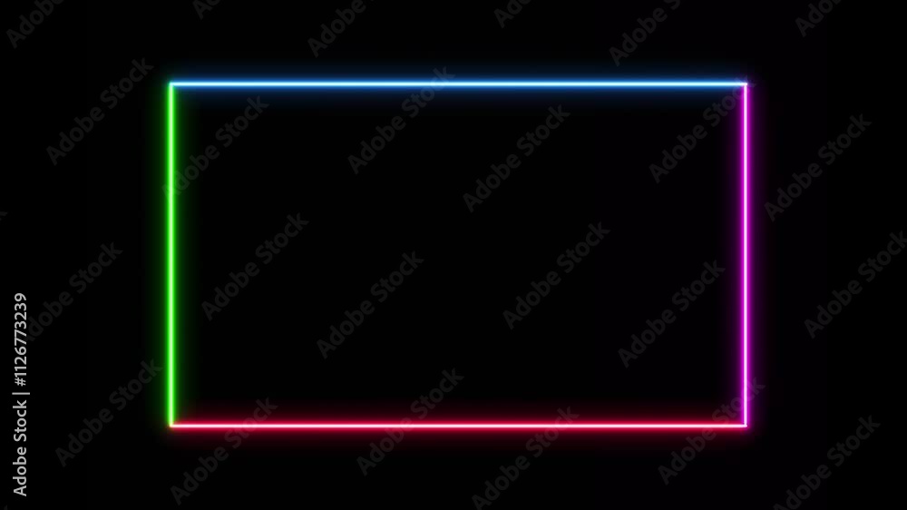 Canvas Prints four color neon light rectangle frame background retro style, 4k animation video.