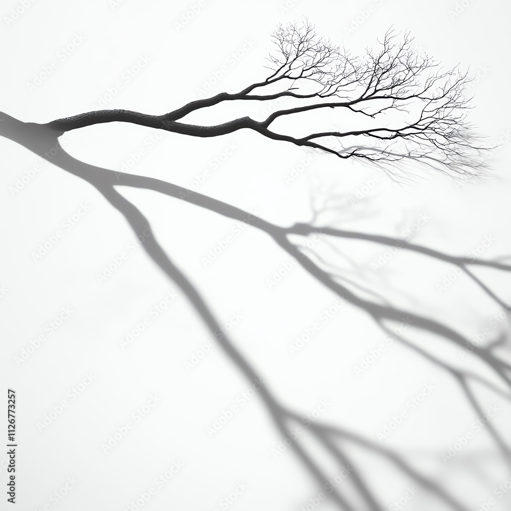 Aufkleber artistic shadow of a bare tree branch creating an abstract and minimalist effect.
