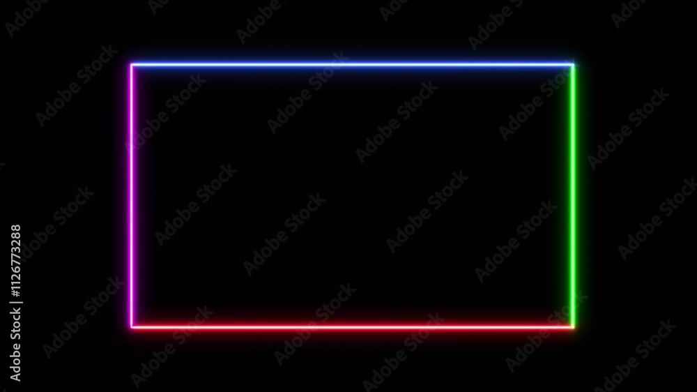 Wall mural glowing neon light rectangle frame background retro style, 4k animation video.