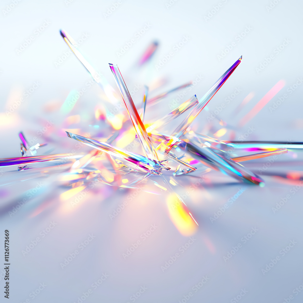 Poster a colorful arrangement of sparkling shards that create a dynamic, vibrant visual effect.