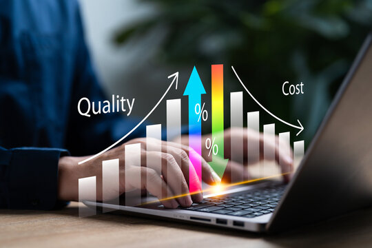 Cost reduction, High-quality control, Business performance concept, Businessman management and plan cost and profit control high quality product low budget, Target for next project, Effective business