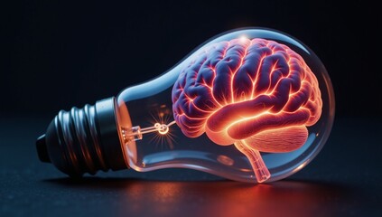 Glowing Brain Inside Light Bulb Mental Health Awareness  Creativity Promotion