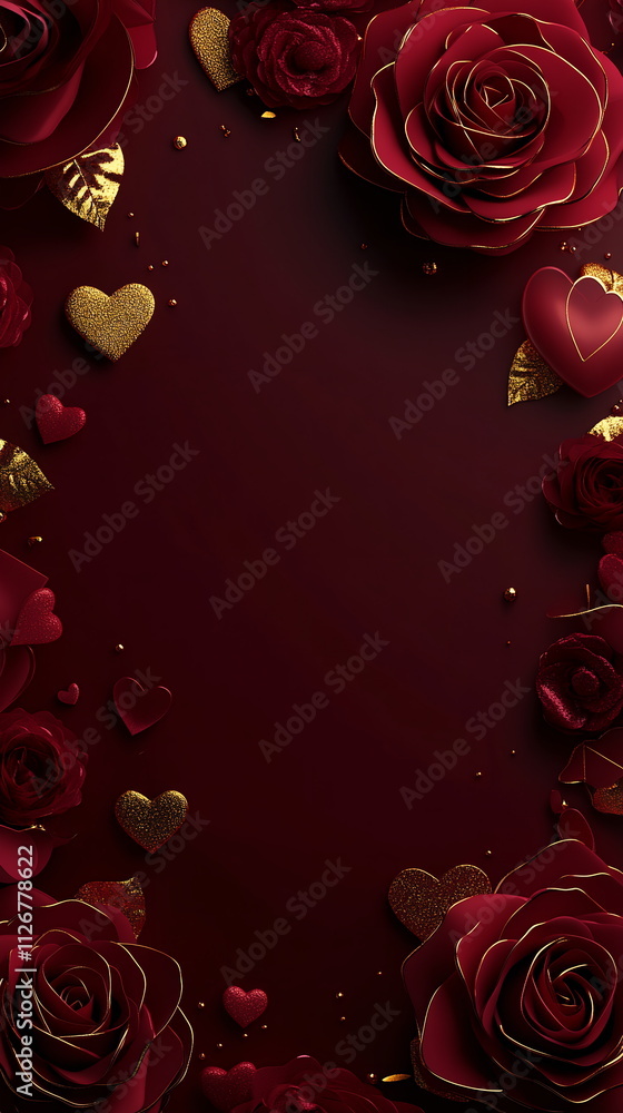 Poster romantic valentine's day vertical abstract greeting card background template with empty copy space w