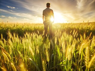 Minimal Green Grass with a man Design