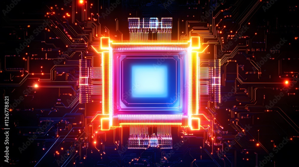 Poster glowing circuit board central processing unit