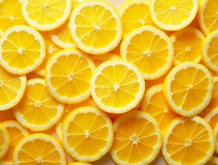 Obraz premium Vibrant Yellow Lemon Slices Background