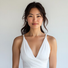 portrait of a woman with white minimal dress