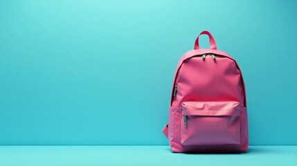 Stylish Minimalist Backpack Mockup for Back to School on a Vibrant Blue Background