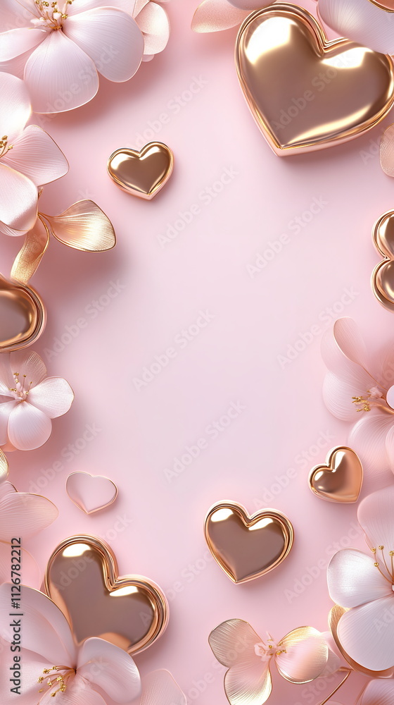 Fototapete romantic valentine's day vertical greeting banner background with empty copy space with light blush 