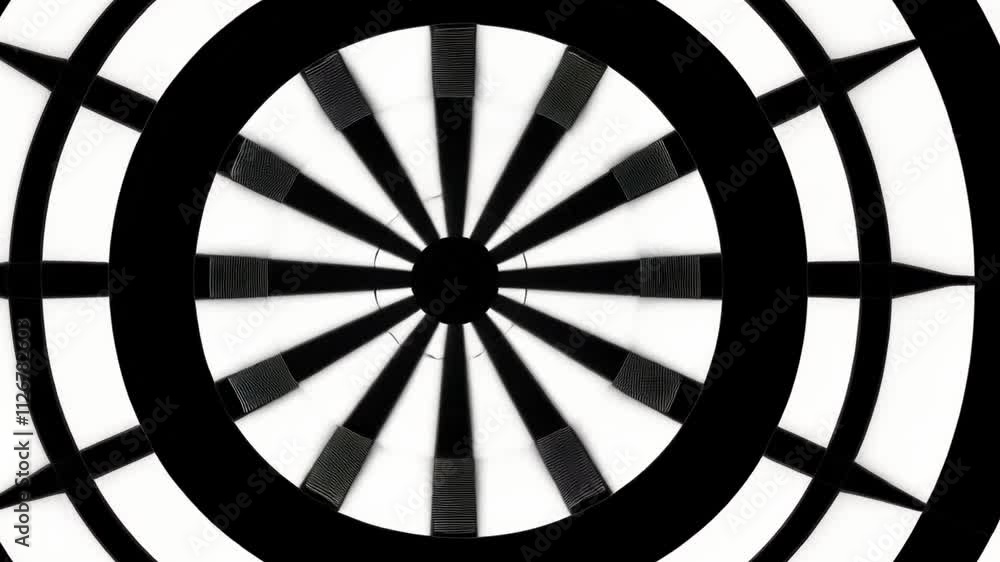 Poster abstract black and white target: hypnotic concentric circles create a mesmerizing optical illusion, 