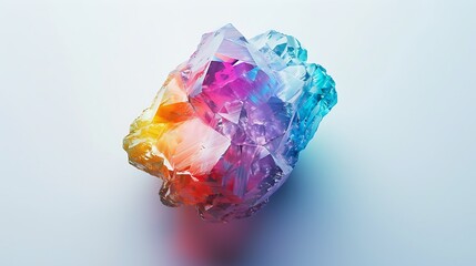 A breathtaking gemstone reflecting a spectrum of colors, placed on a clean white background, in