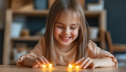 Artistic Rendering of Developmental Activities Glowing Communication Visuals Symbolize Support in Special Education for Children with Learning Differences, Showing Inclusive Practices and Innovative