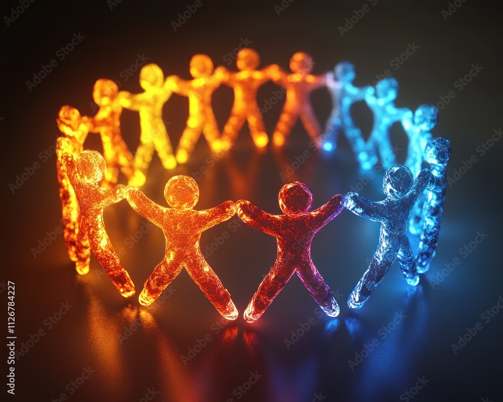 Poster artistic rendering of interactive sessions forming glowing communication patterns, symbolizing teamw