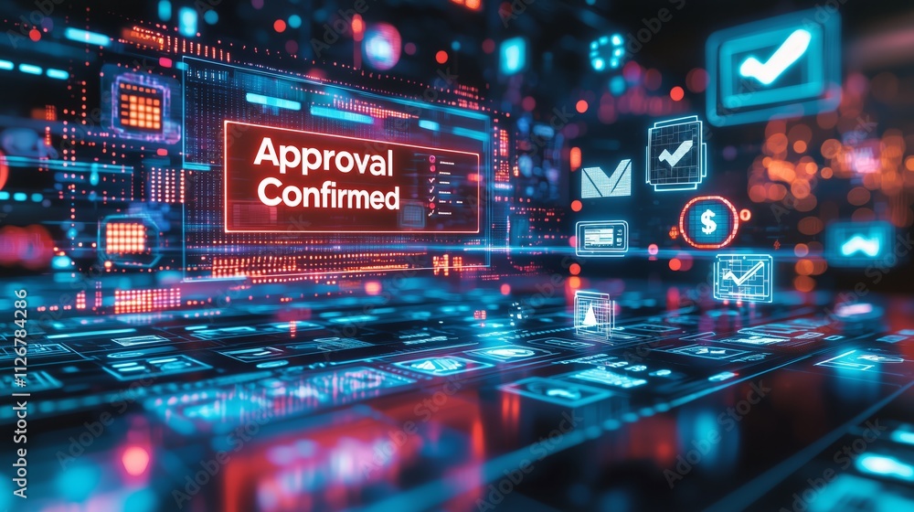 Aufkleber digital technology interface with approval confirmation