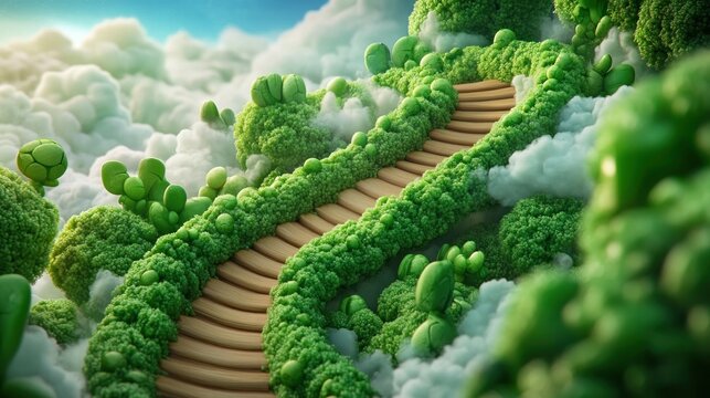 Artistic rendering of inclusive visuals forming communication pathways, showcasing awareness and education for autism A journey of understanding, acceptance, and support through a whimsical, surreal