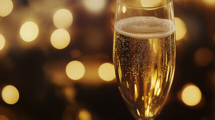 Champagne Glasses in Festive Celebration Background 