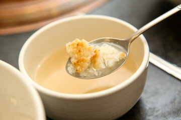 nurungji, crust of overcooked rice. korean food