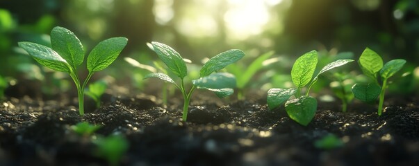 New sprouts in rich soil