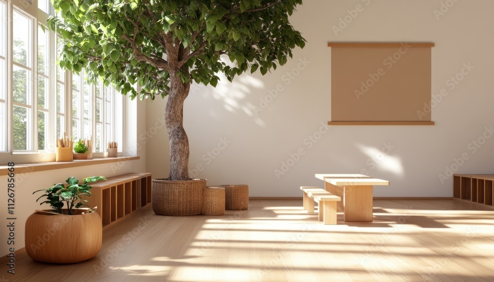 Poster serene and inclusive classroom a glowing visual representation of developmental support for autism s
