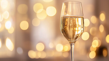 Champagne Glasses in Festive Celebration Background 