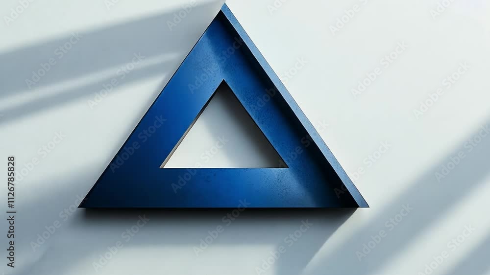 Poster blue triangle abstract art: a captivating image of a deep blue triangle, layered to create a sense o