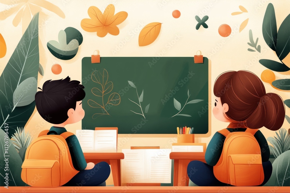Poster vibrant depiction of skill-focused classrooms forming dynamic education visuals, symbolizing inclusi