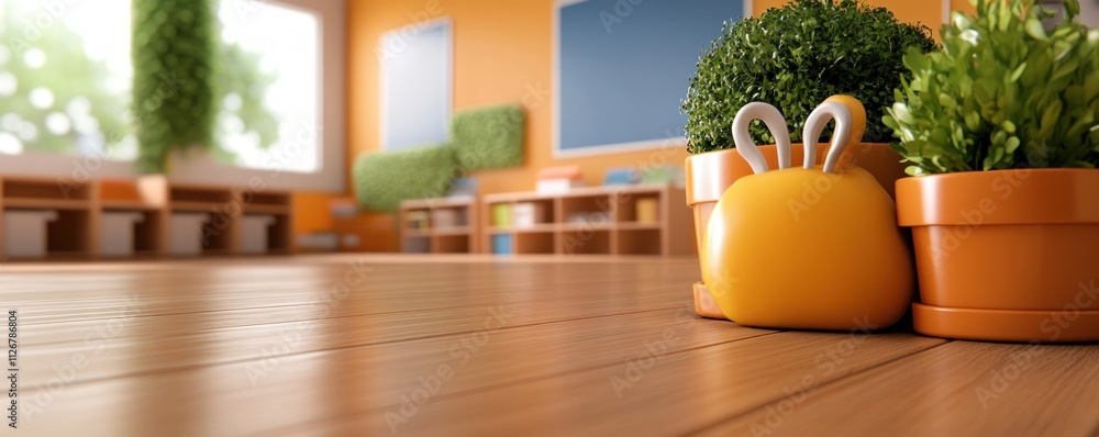 Poster vibrant visuals of developmental classrooms forming dynamic skill-based patterns, showcasing educati