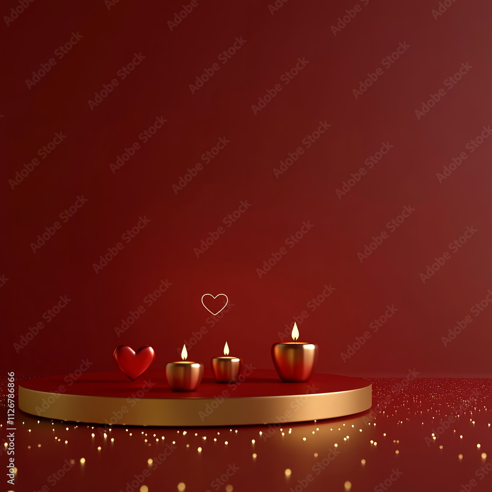 Poster luxurious valentine's day square post banner background with empty copy space in a deep crimson tone