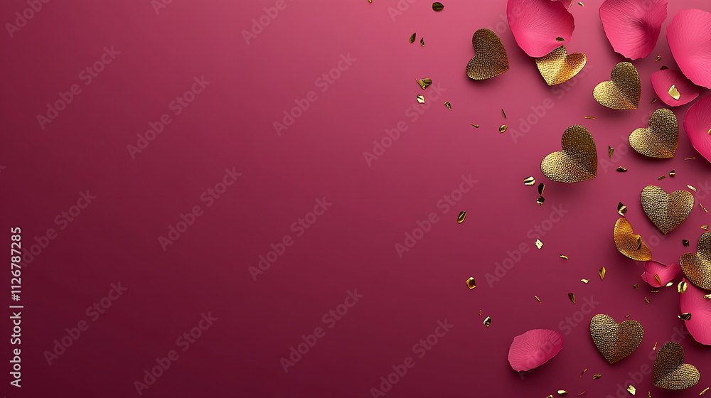 Aufkleber soft pink valentine's day horizontal greeting card template with empty copy space with a delicate pi