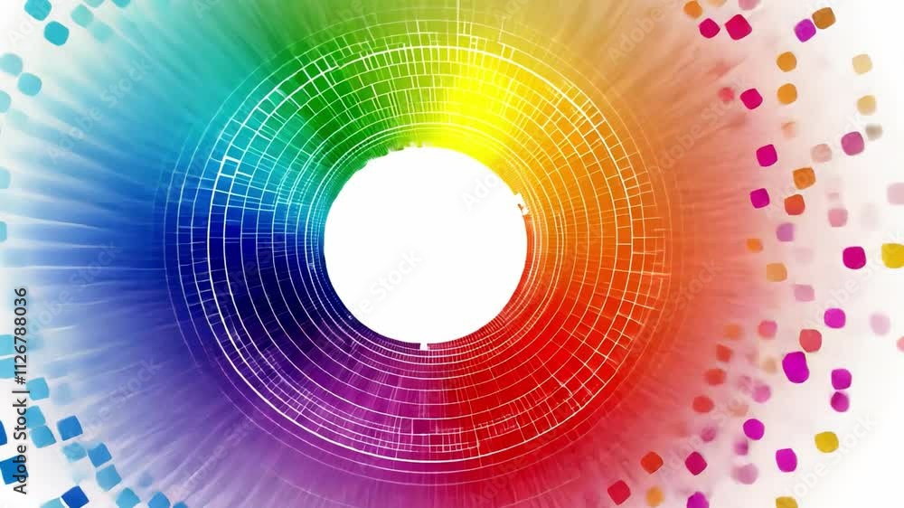 Poster vibrant color wheel explosion: a mesmerizing burst of color, radiating outwards from a central circl