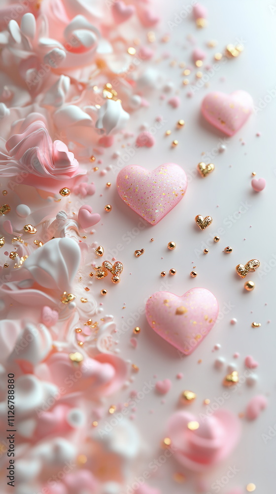 Aufkleber soft pastel valentine's day vertical greeting card template with empty copy space with a delicate pi