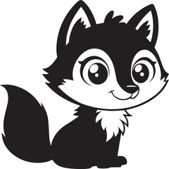 A cute kawaii Wolf silhouette vector and illustration design