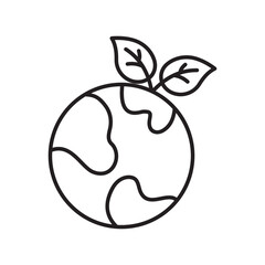green earth line icon with white background vector stock illustration