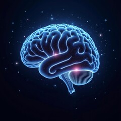 Fototapeta premium Digital brain, futuristic background, blurred bokeh effect, mind, artificial intelligence