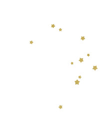 Festive Gold confetti and stars in grnage style glitter for a festive design arrangement, isolated on a white or transparent background. Format png, aI, eps, jpeg	
