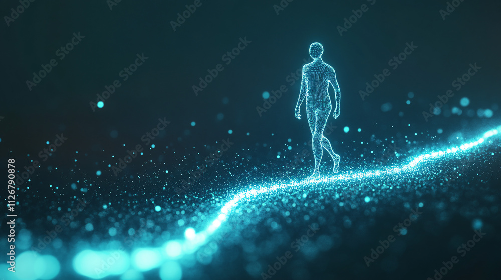 Poster a line-drawn figure with a glowing digital cable, symbolizing connection issues and network troubles