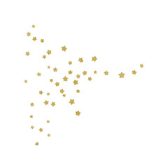 Festive Gold confetti and stars in grnage style glitter for a festive design arrangement, isolated on a white or transparent background. Format png, aI, eps, jpeg