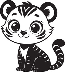 A cute kawaii Tiger silhouette vector and illustration design.