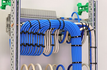 Electrical insulated copper mounting wires tied with nylon ties