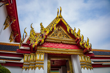Picture of pagodas in Wat Pho in Bangkok, Thailand, one of Thailand's oldest temples.