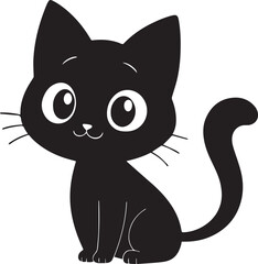 A cute Kawaii cat silhouette vector and illustration design.