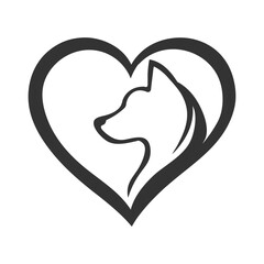 Heart and Dog Silhouette Vector Design for Pet Lovers